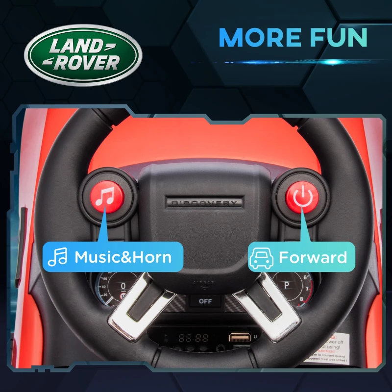 Qaba 2 in 1 Land Rover Licensed 6V Ride on Car Sliding Car Battery Powered Electric Car w/ Headlights Music Horn, Red