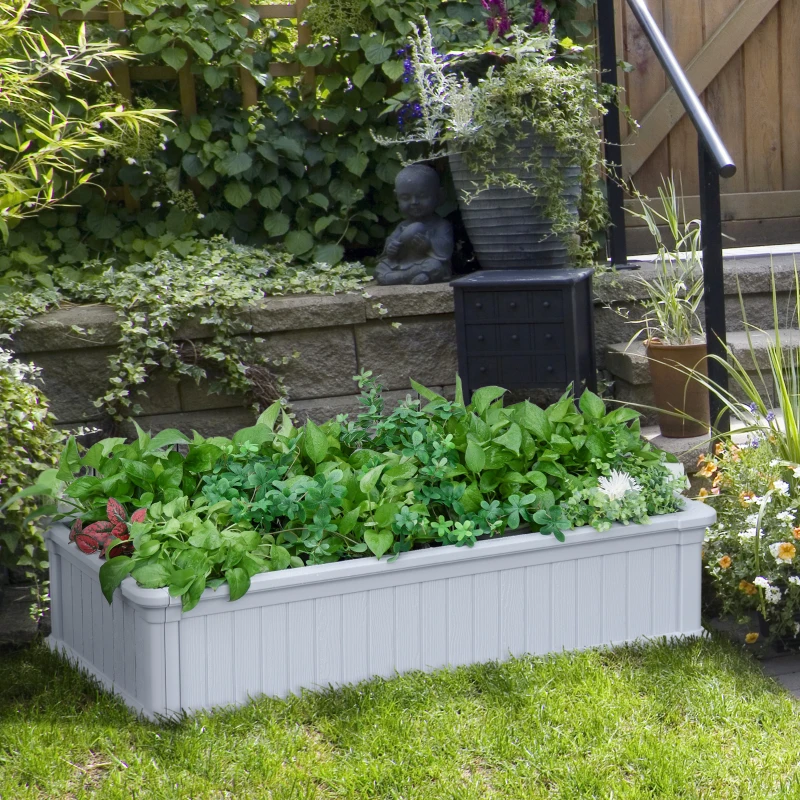 Outsunny 48" x 24" x 12" Raise Garden Bed, Planter Box, Above Ground Garden for Flowers, Herb, Vegetables with Easy Assembly, Gray