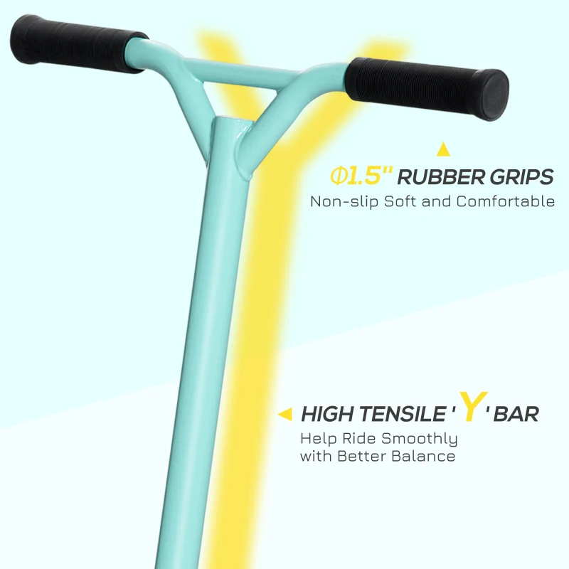 Aosom Stunt Scooter, Pro Scooter, Entry Level Freestyle Scooter w/ Lightweight Alloy Deck for 14 Years and Up Teens, Adults, Blue