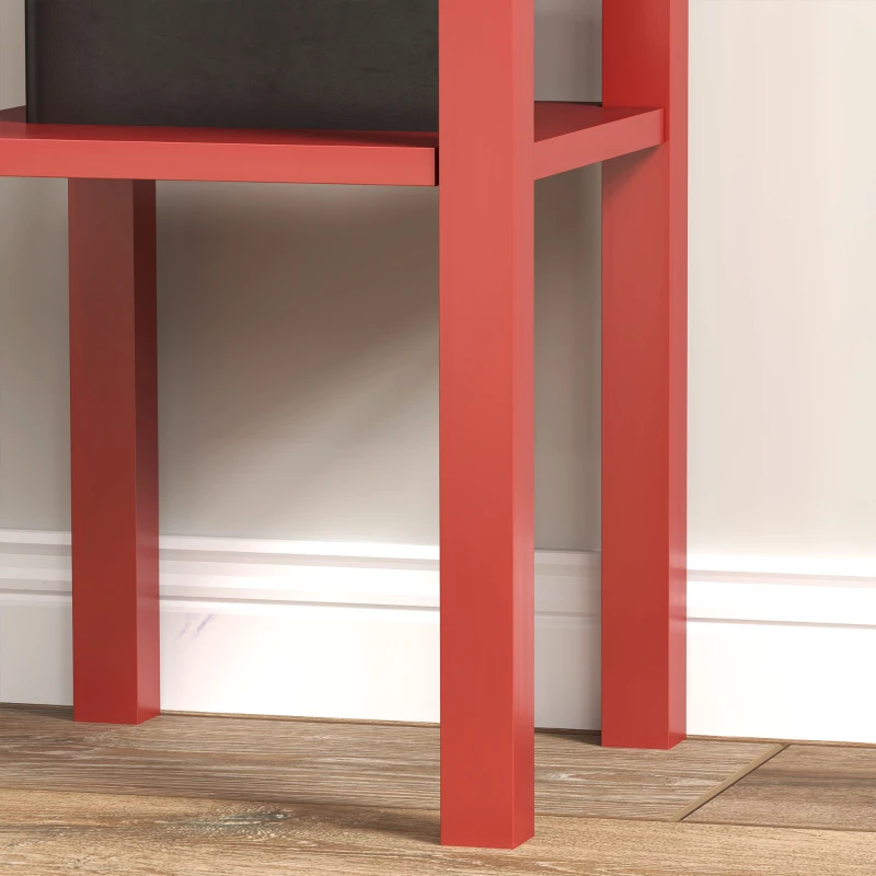 HOMCOM 2-Tier Side Tables Set of 2 with Drawer and Shelf, 2 Pieces End Tables for Living Room and Hallway, Red