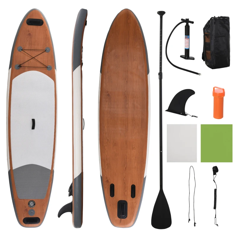 Soozier Inflatable Stand Up Paddle Board Ultra-Light Yoga SUP with Non-Slip Deck Pad, Premium Accessories, Waterproof Bag, Safety Leash and Hand Pump for Surfing, Touring and Fishing, Brown