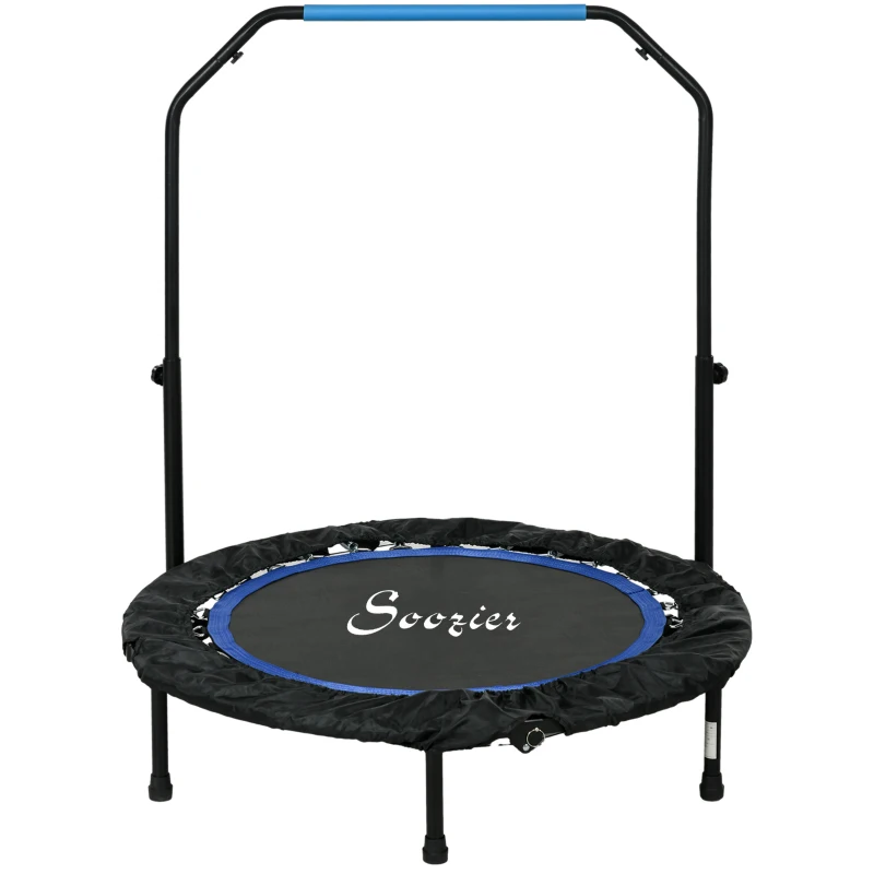 Soozier 40" Foldable Mini Fitness Trampoline, with Adjustable Foam Handle, Blue