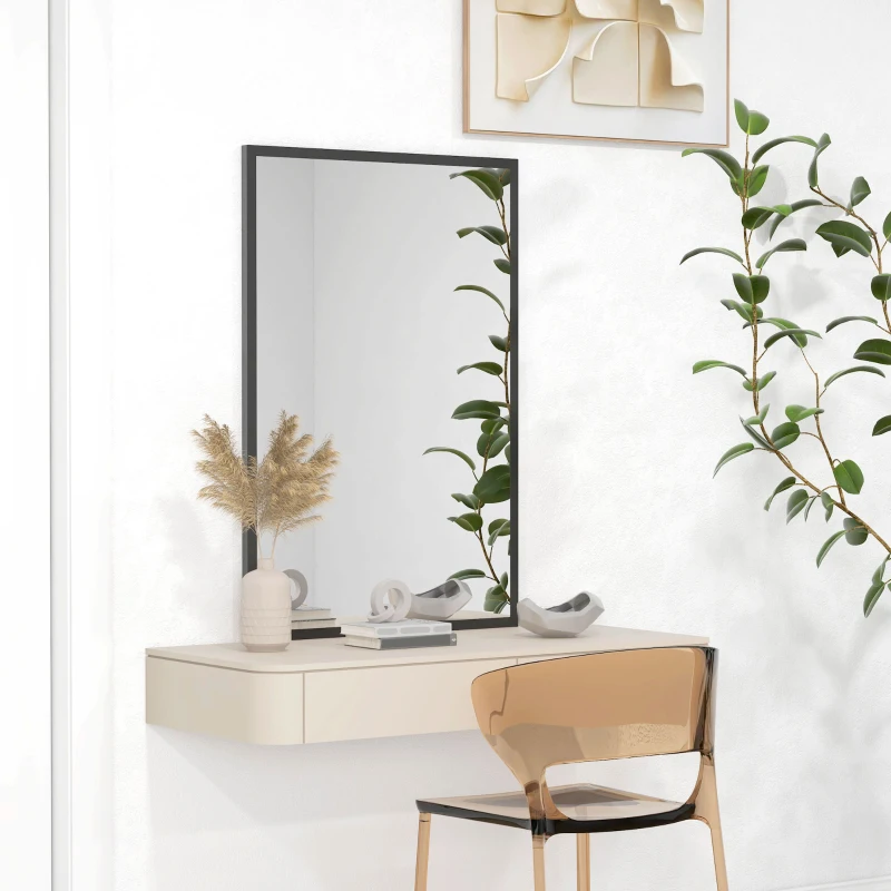 HOMCOM 24" x 36" Bathroom Mirror for Wall, Rectangular Mirror for Living Room, Bedroom, Entryway, Black