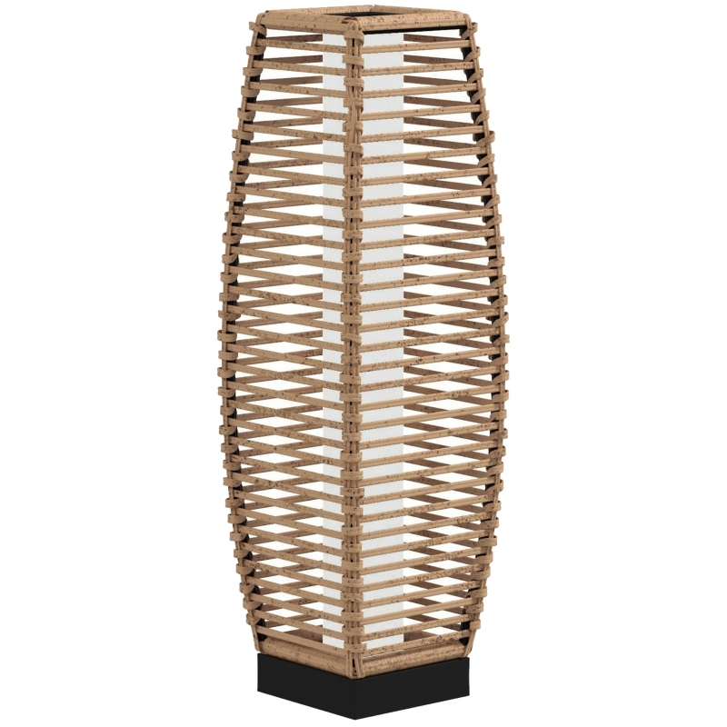 Outsunny Solar Floor Lamp, Outdoor Rattan Garden Lantern Pathway Light & Decorative Driveway Lighting with Auto LED Lights, Sand