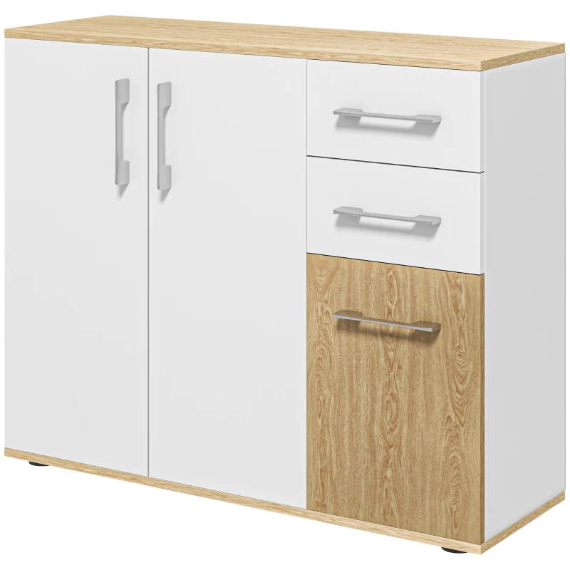 HOMCOM Modern Sideboard Cabinet, Freestanding Sideboards and Buffets with 3 Doors, 2 Drawers and Adjustable Shelf