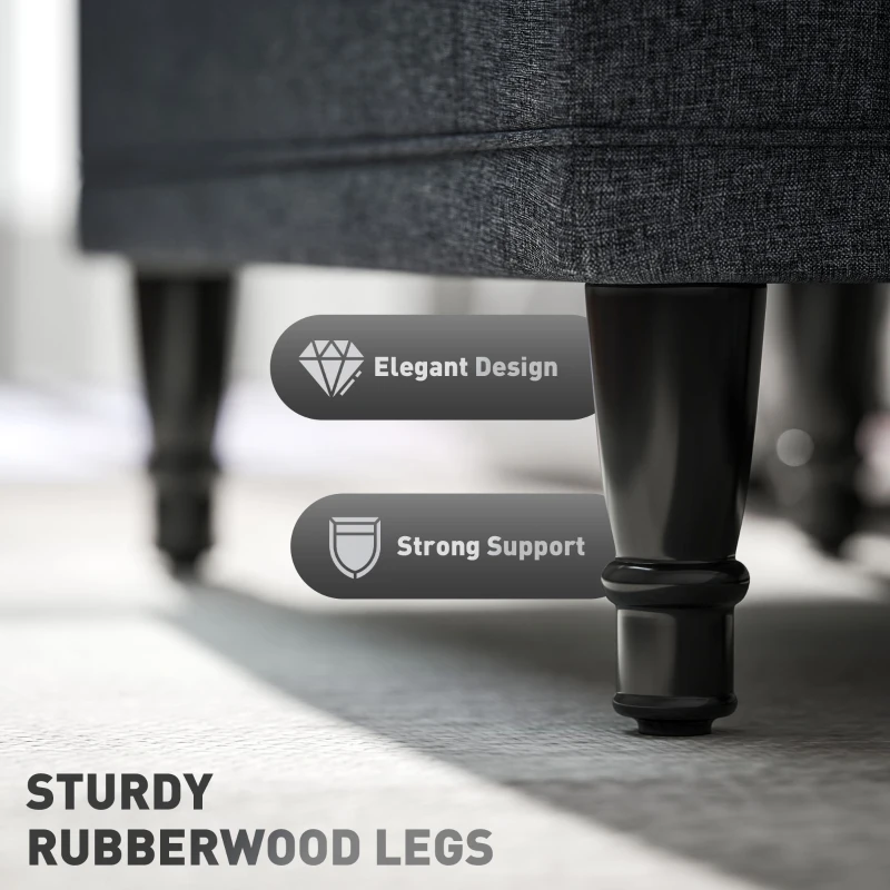 HOMCOM Storage Ottoman, Linen Fabric End of Bed Bench with Button Tufted Storage Bench for Bedroom, Grey