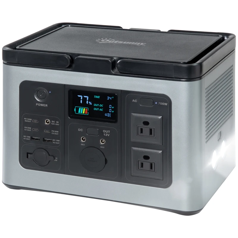 Outsunny Portable Power Station, 614Wh Outdoor Generator, LiFePO4 Battery with PD Fast Fully Charging, 2x110V/600W Pure Sine Wave AC Outlets, Power Supply for Road Trip Camping, Outdoor Adventure