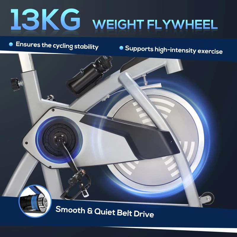 Soozier Upright Exercise Bike, Home Gym Cycling Fitness Machine, Equipment with Adjustable Resistance LCD Monitor Bottle Holder, Sliver