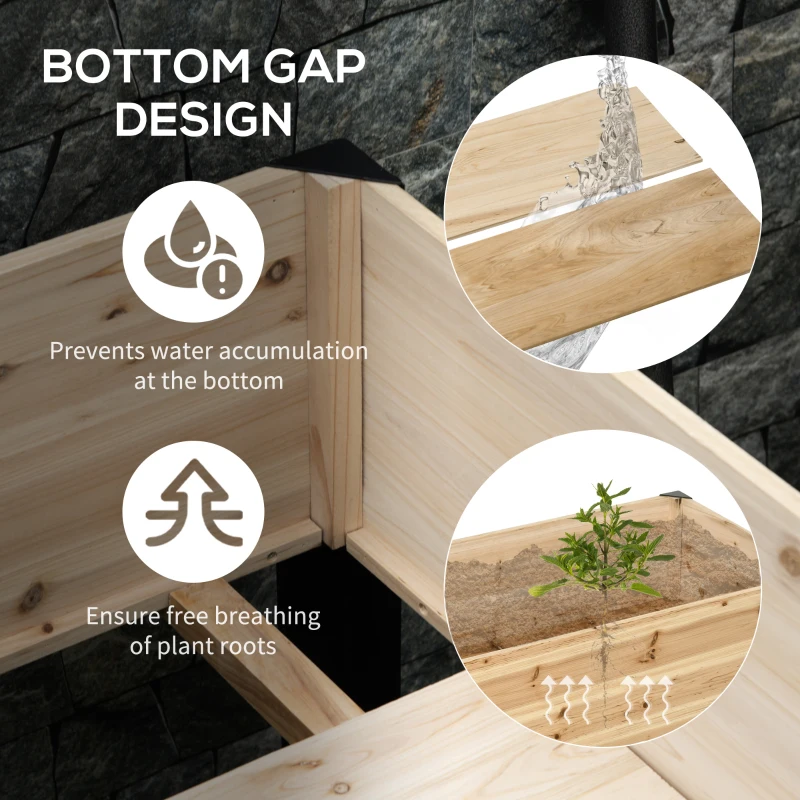 Outsunny Raised Garden Bed, Elevated Planter Box, 47"x24"x29" with Legs, Metal Frame, Wooden Planter Pot for Backyard, Patio to Grow Vegetables, Herbs, and Flowers, Natural