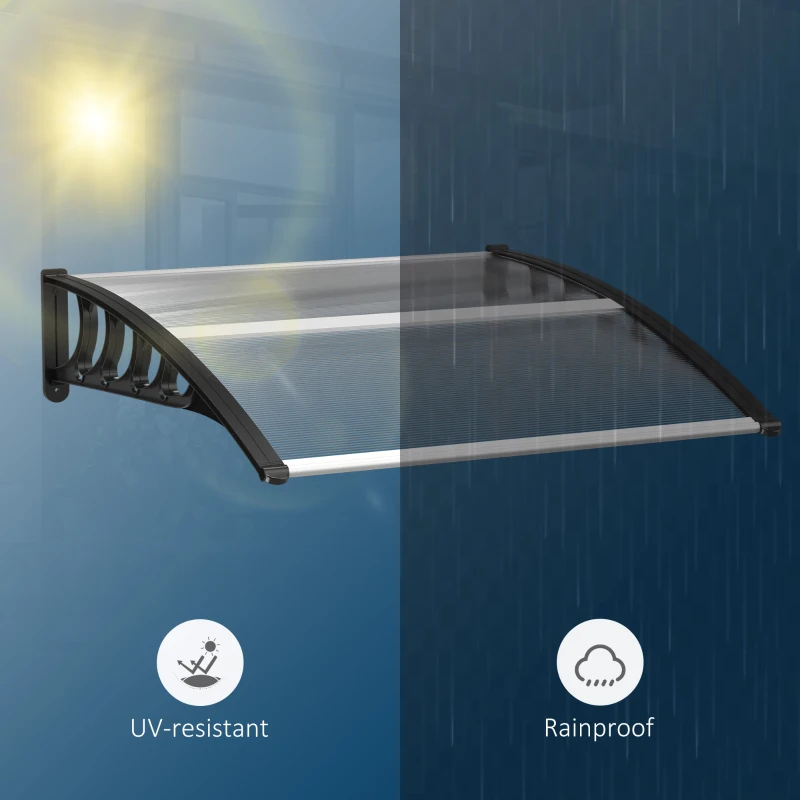 Outsunny Awning Door Canopy, 40.6" x 38" Polycarbonate Front Door Outdoor Patio Cover with Hollow Sheet for UV Protection, Clear