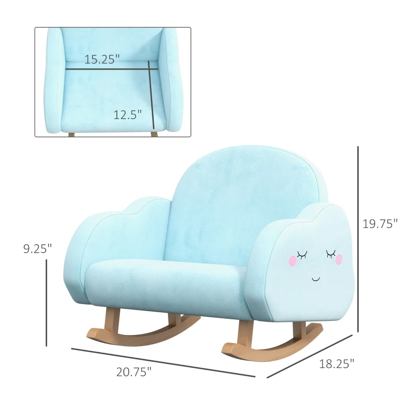 Qaba Rocker Armchair for Nursery Playroom Preschool for 1.5-5 Years, Blue