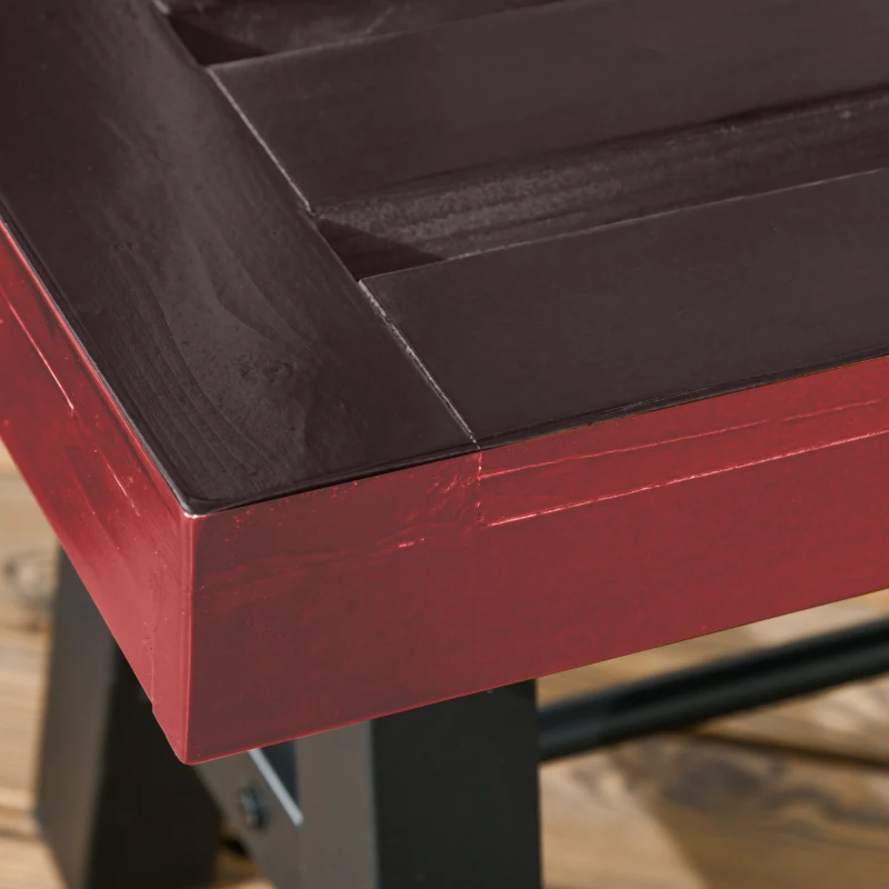 Outsunny 2 Pieces Patio Wooden Bench, Outdoor Garden Bench with Slatted Seat, Front Porch Loveseat for Conservatory, Garden, Poolside, Deck, Brown