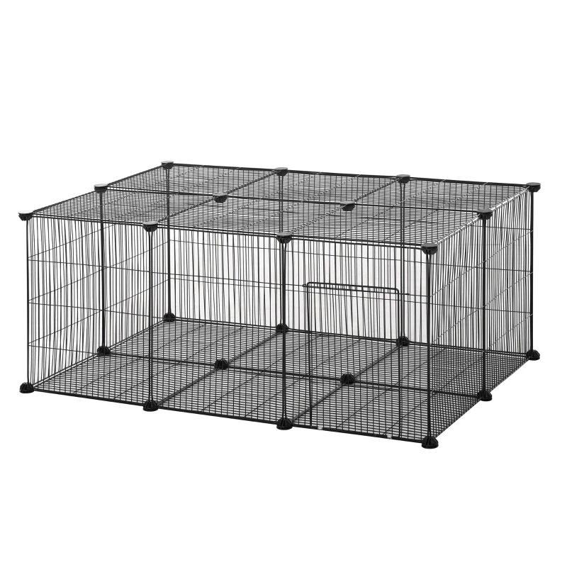 PawHut Pet Playpen Small Animal Cage 22 Panels Portable Metal Wire Yard Fence with Door for Rabbit Chinchilla Hedgehog Guinea Pig