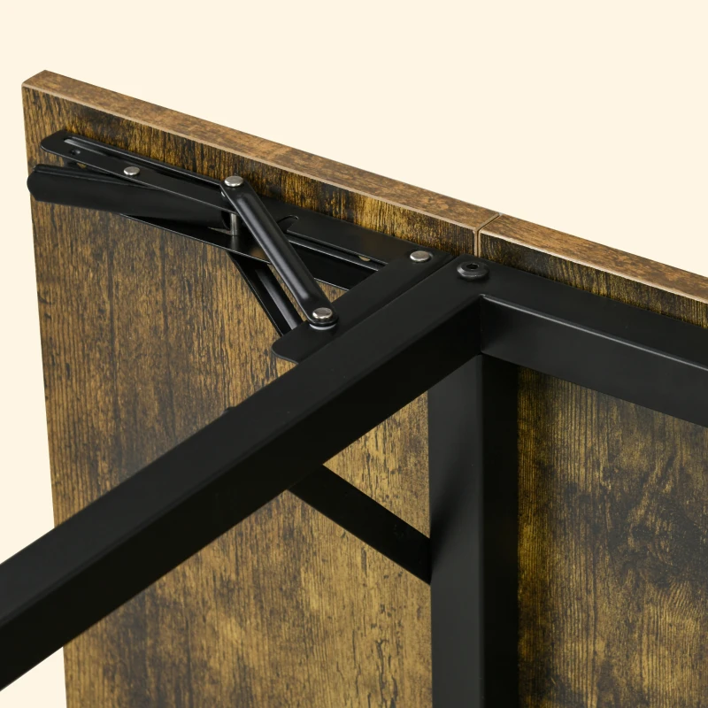 HOMCOM Folding Dining Table for 2 to 4 People, Industrial Drop Leaf Table, Kitchen Table for Small Spaces, Rustic Brown