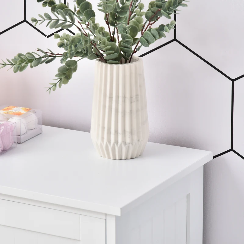 kleankin Bathroom Storage Cabinet, Floor Cabinet with Adjustable Shelf and 4 Drawers, Side Cabinet for Washroom, White