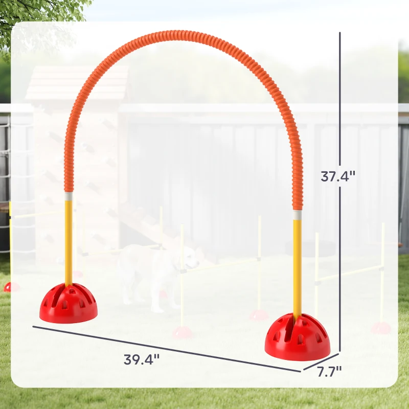 PawHut 4 Piece Dog Agility Equipment w/ 4 Adjustable Width Doors, Carry Bag, Easy Assemble & Portable, Orange
