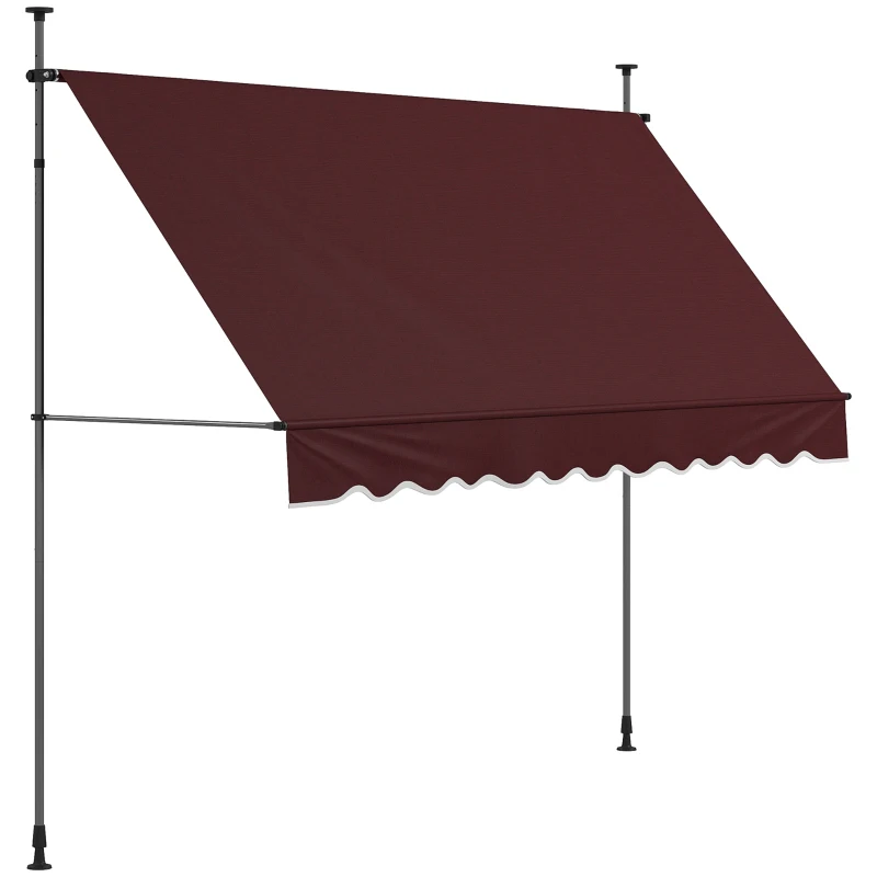 Outsunny 10' x 3' Manual Retractable Awning, Non-Screw Freestanding Patio Awning, UV Resistant, for Window or Door, Wine Red