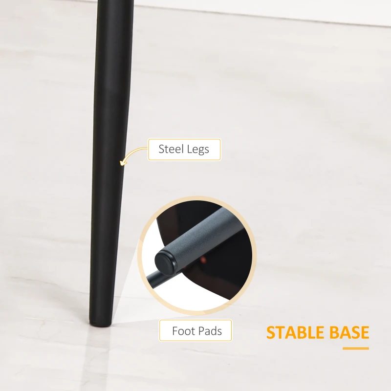 HOMCOM Upholstered Kitchen Chairs, Modern Dining Chairs Set of 2 with Diamond Tufting and Steel Legs for Dining Room, Grey