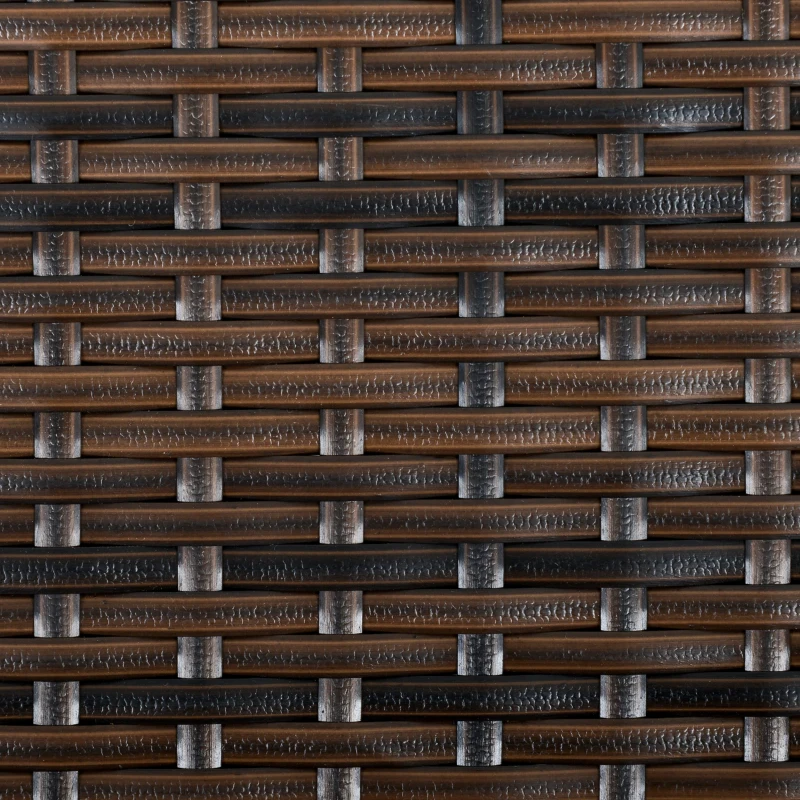 Outsunny Patio Dining Set, PE Rattan Furniture w/ 2 Chairs, Cushions & 3-Seat Sofa, Woodgrain Slatted Dinner Table, Beige