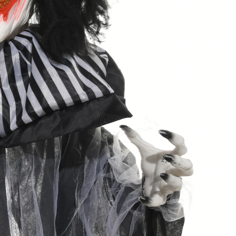 HOMCOM Classic Black and White Striped Clown Outdoor Halloween Decoration