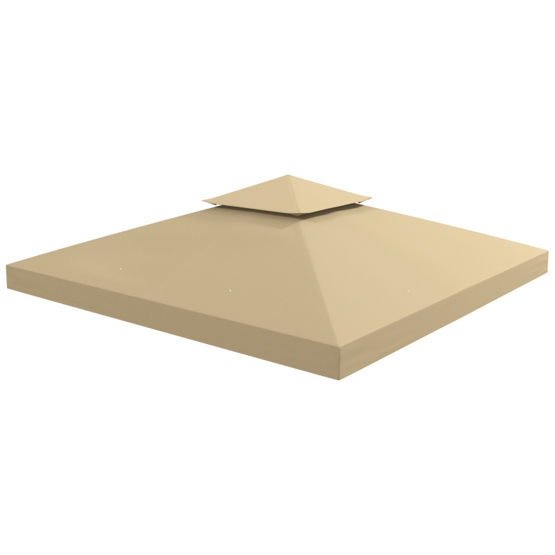 Outsunny 10' x 10' 2-Tier Canopy Replacement Cover Outdoor Garden Gazebo Top Cover, Beige