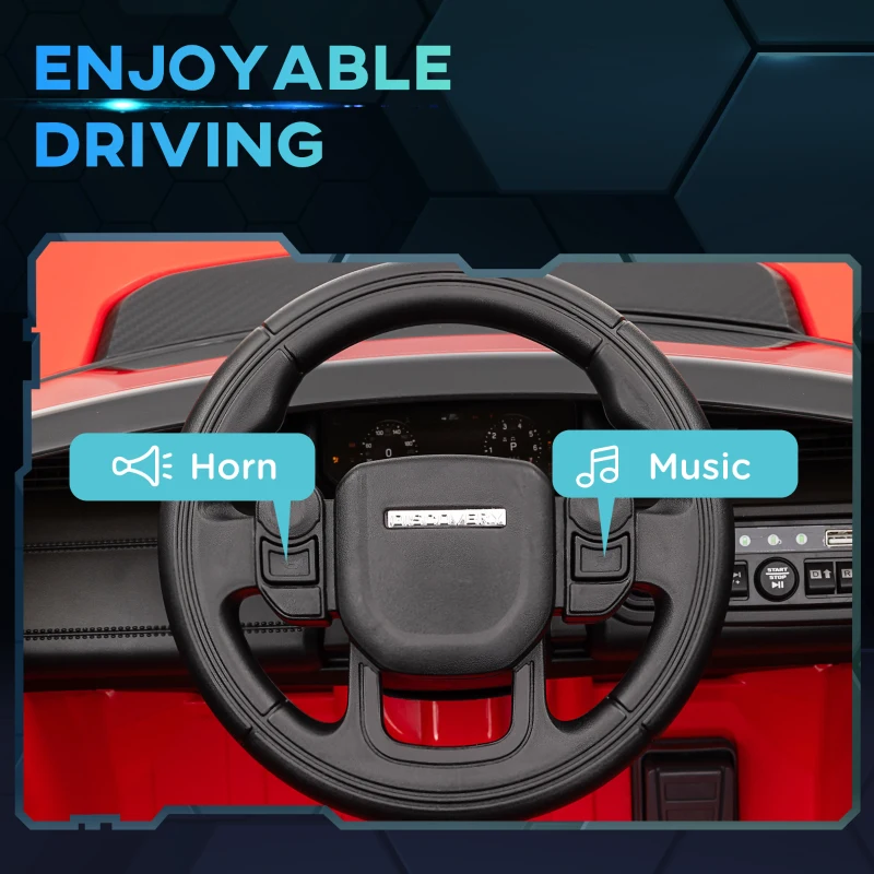 Qaba Land Rover Discovery Sport Licensed 12V Kids Ride on Car with Remote Control Soft Start, LED Lights, Red