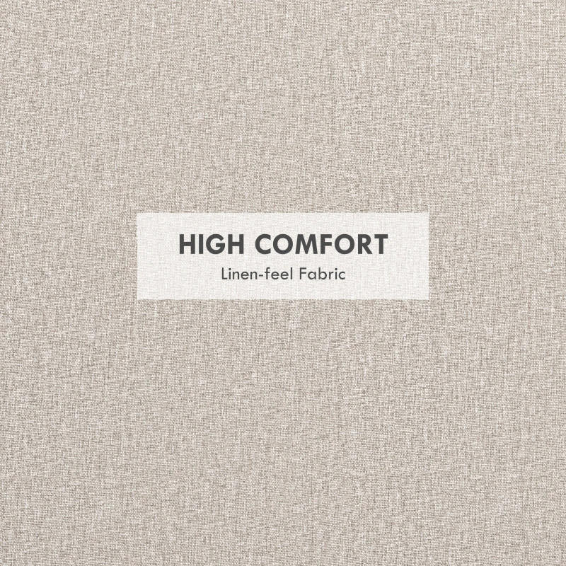 HOMCOM Round Coffee Table, End Table with Hidden Storage and Tray Top, Linen Upholstered Footrest for Living Room