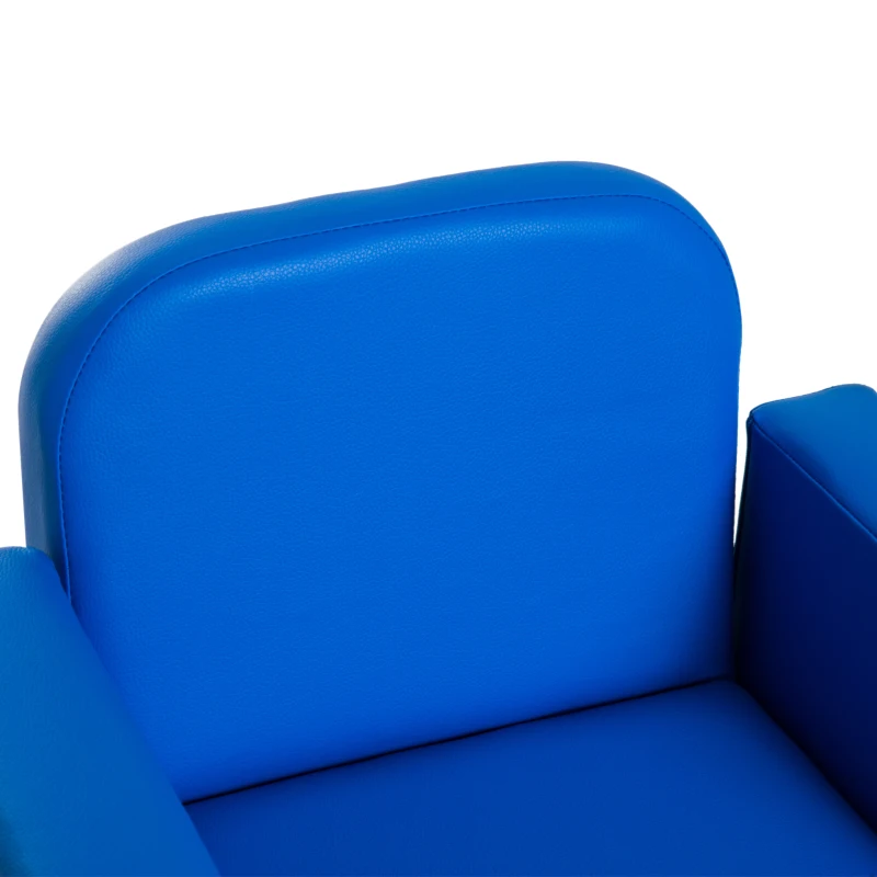 Qaba Kids Sofa, 2-in-1 Multi-Functional Toddler Table and Chair, Children Armchair Sturdy Couch for 3-9 Years Old, Blue