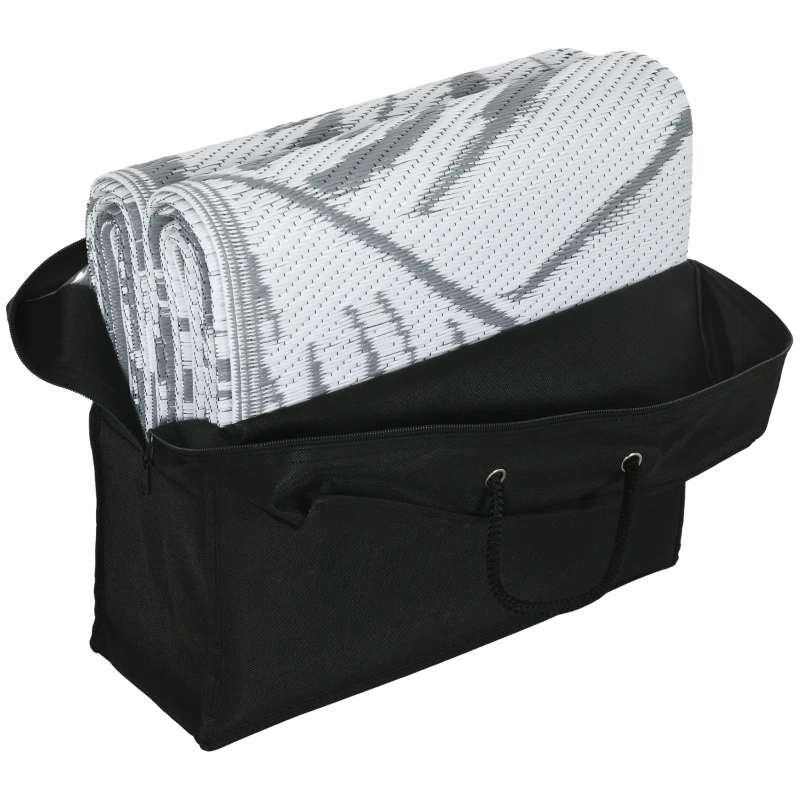 Outsunny Reversible Outdoor RV Rug, Patio Floor Mat, 6' x 9' Plastic Rug for Backyard, Deck, Beach, Camping, Grey and White