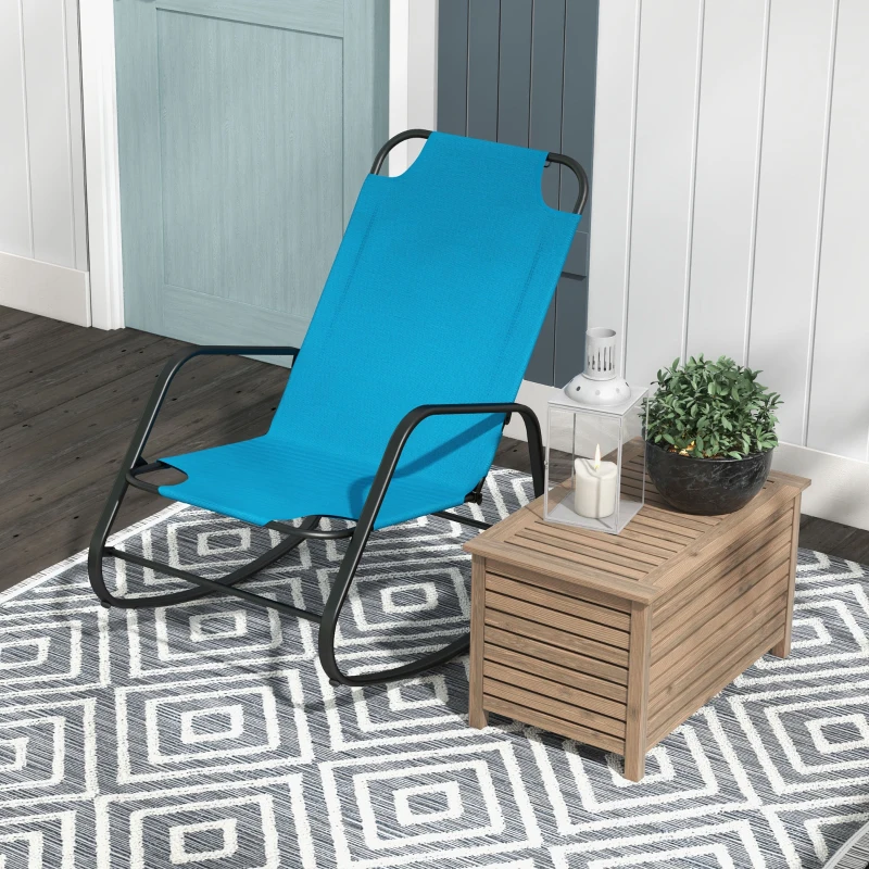 Outsunny Garden Rocking Chair Outdoor Indoor for Patio, Balcony, Porch, Light Blue