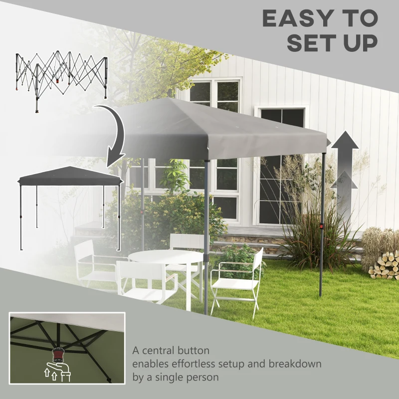 Outsunny 10x10FT Pop Up Canopy with 1-Button Push, Carry Bag, Stakes, Ropes, Sandbags, Height Adjustable Instant Sun Shelter