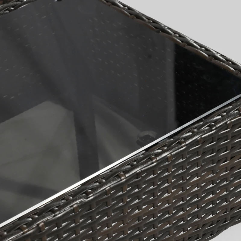 Outsunny 4 Pieces Patio Furniture Set with A Loveseat, Two Armchairs and A Coffee Table, Outdoor Conversation Set with Glass Top Table, Brown