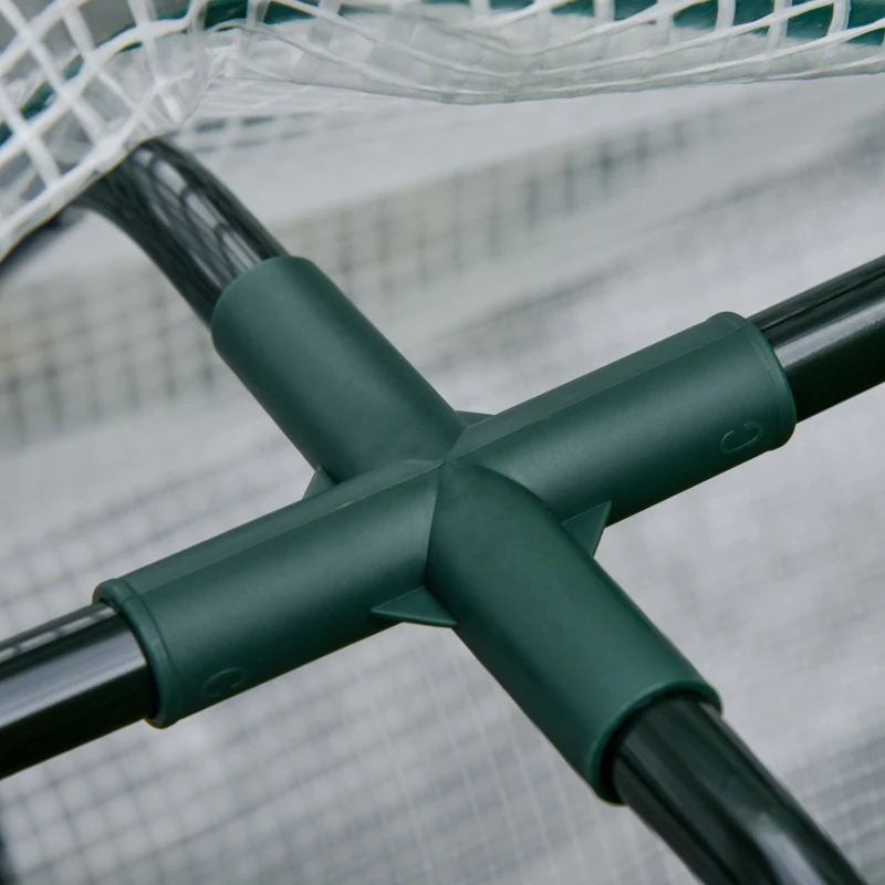 Outsunny Raised Garden Bed with PE Greenhouse Cover Outdoor Elevated Wood Planter Box for Herbs and Vegetables, Use for Patio, Backyard, Balcony, 48 x 22 x 46 inch, Natural