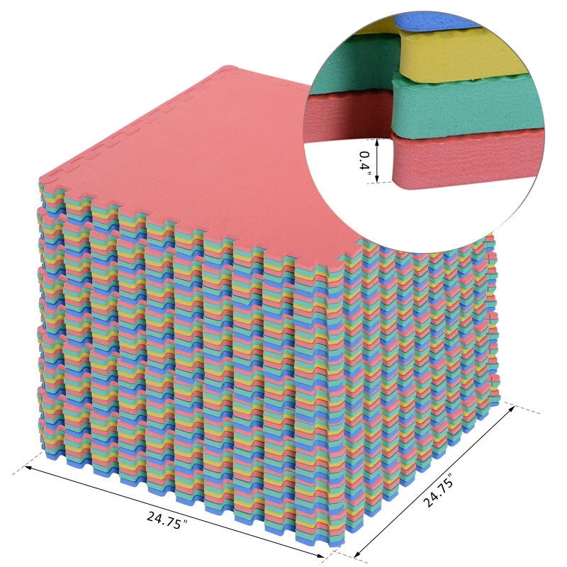 HOMCOM 54pcs EVA Foam Interlocking Tiles Exercise Gym Mat Non-Skid 209sq.ft Multi-Color