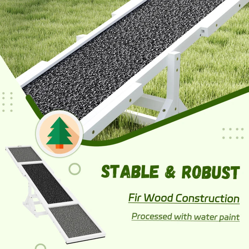 PawHut Wooden Dog Agility Seesaw for Training and Exercise, Weather Resistant, 83" L x 16" W x 14" H, White