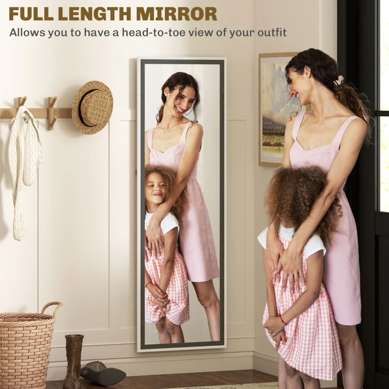 HOMCOM Floor Standing Mirror, Full Length Mirror, Free Standing, Leaning or Wall Mirror with Frame for Bedroom, Grey Wood Grain