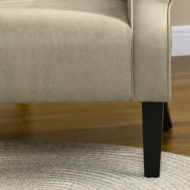 HOMCOM Fabric Armchair, Modern Accent Chair with Wood Legs for Living Room, Bedroom, Home Office, Beige