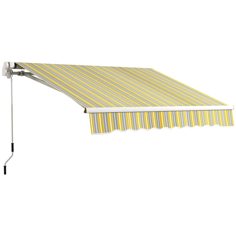 Outsunny 8' x 6.5' Manual Retractable Awning with LED Lights, Aluminum Sun Canopies for Patio Door Window, Yellow and Grey