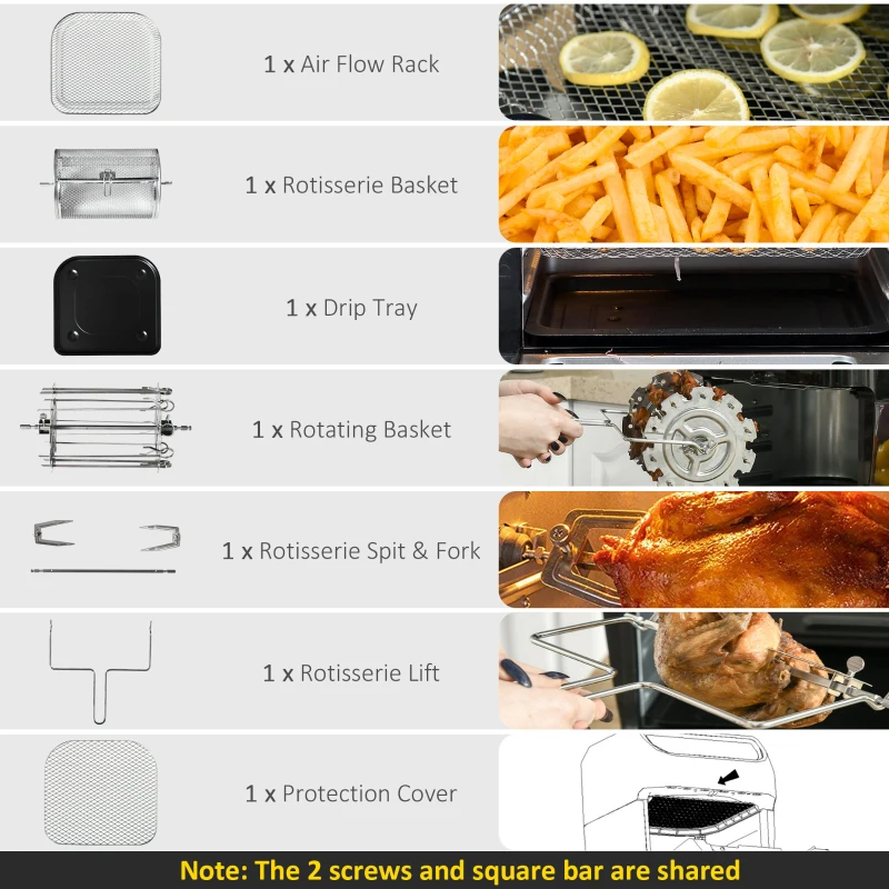 HOMCOM 12 QT Air Fry Oven, 8 In 1 Countertop Oven Combo with Air Fry, Roast, Broil, Bake and Dehydrate, 1700W with Accessories and LED Display, Black