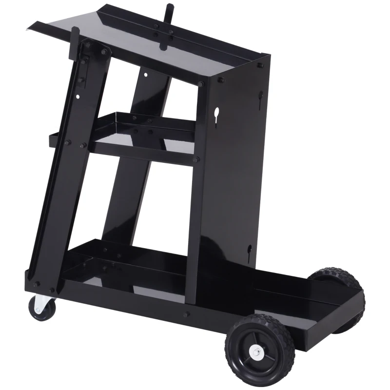 DURHAND 3 Tier Welding Cart Welder Trolley Garage Welding/Plasma Cutter Cart for Tanks Gas Bottles w/ Safety Chain Black
