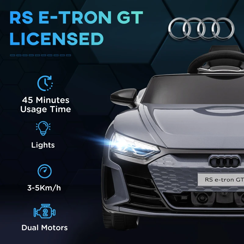 Aosom 12V Licensed Audi RS E-tron GT Kids Ride on Car with Remote Control, Suspension, Horn, Music, Lights, Gray