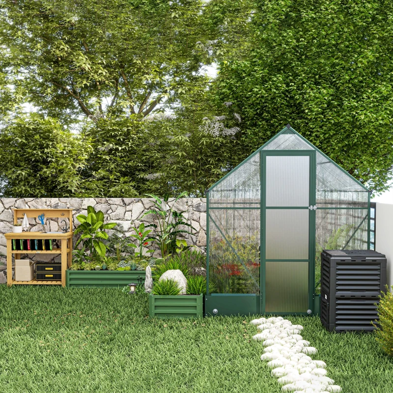 Outsunny Garden Compost Bin Large Outdoor Compost Container 80 Gallon Fast Creation of Fertile Soil Aerating Compost Box, Easy Assembly, Black