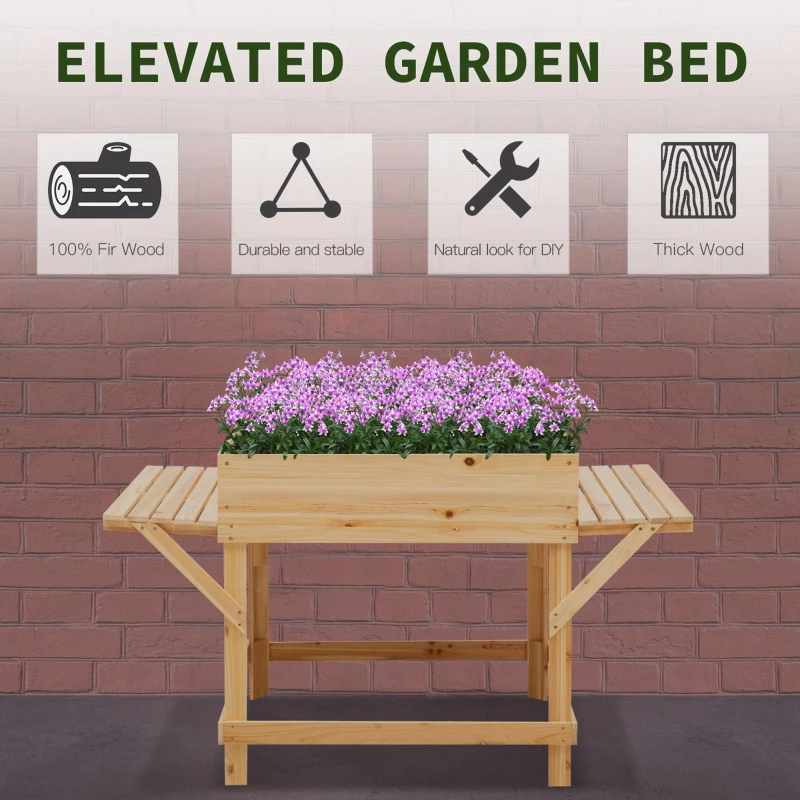 Outsunny Elevated Planter Box with Legs Raised Garden Planter Bed with Non-Woven Fabric Bag, Flower Box for Growing Herbs & Plants, Solid Wood Construction 51.5" x 29.5" x 29.5"