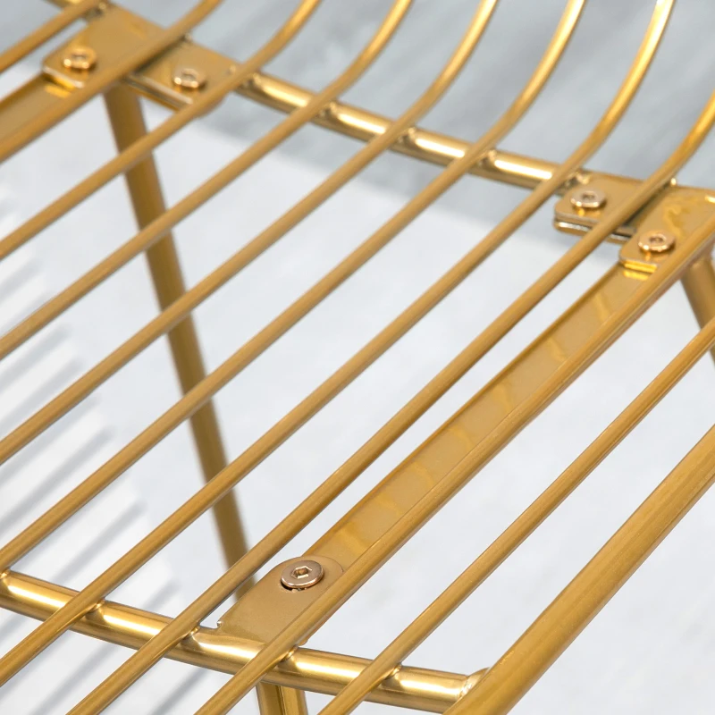 HOMCOM Modern Bar Stools, Metal Wire Bar Height Barstools, 30" Seat Height Bar Chairs for Kitchen with Back and Footrest, Set of 2, Gold