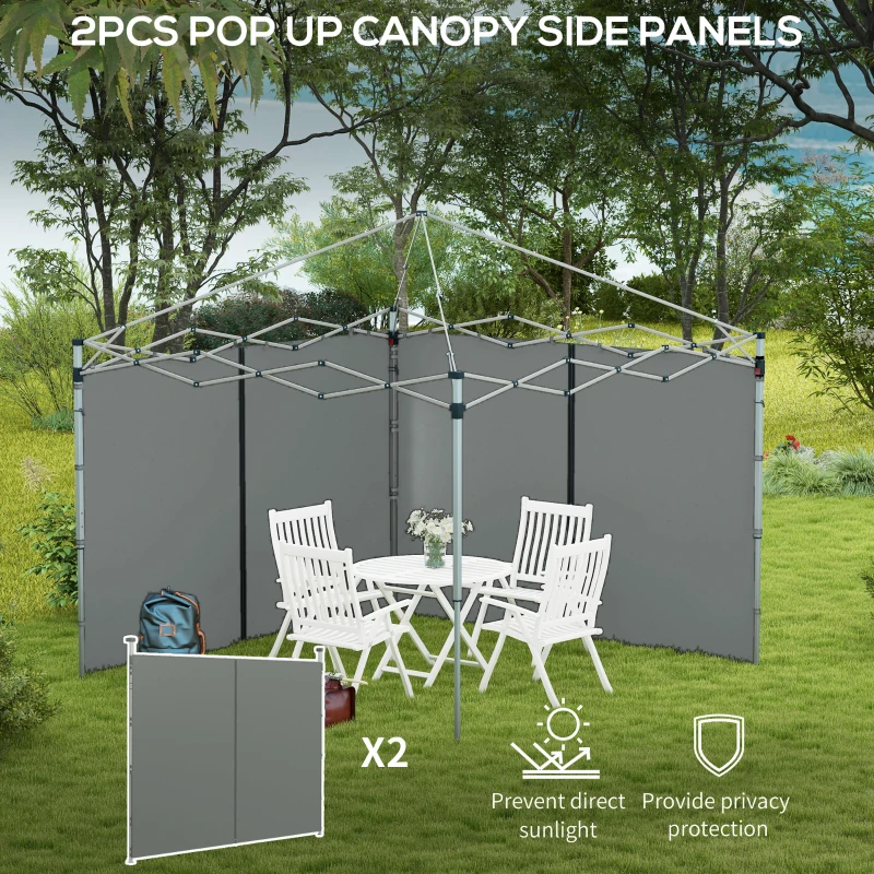 Outsunny 10' x 20' or 10' x 10' Pop Up Canopy Sidewalls, 2 Pack Gazebo Side Panels, Sides Replacement, with Zipped Doors