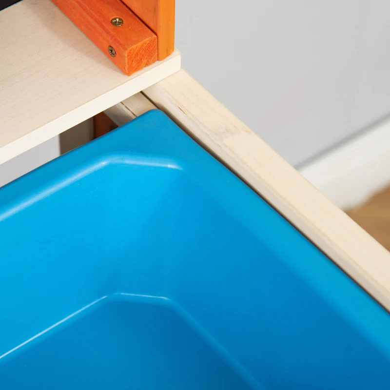 Qaba Kids Kitchen Playset, Wooden Pretend Play Kitchen Toy Set for Toddlers with Chalkboard, Removable Sink, Faucet, Storage Shelves, for 3-8 Years