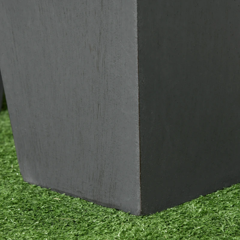 Outsunny Set of 2 Tall Planters with Drainage Holes, 22" / 18" Outdoor Flower Pots for Patio, Yard, Garden, Grey