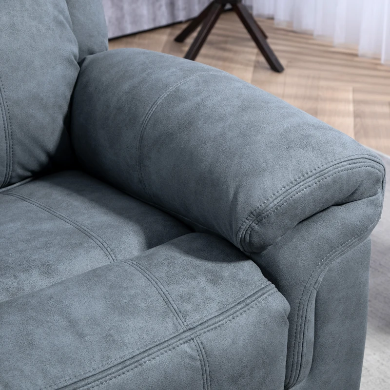 HOMCOM Manual Recliner Chair with Vibration Massage, Side Pockets, Microfibre Reclining Chair for Living Room, Blue-Grey