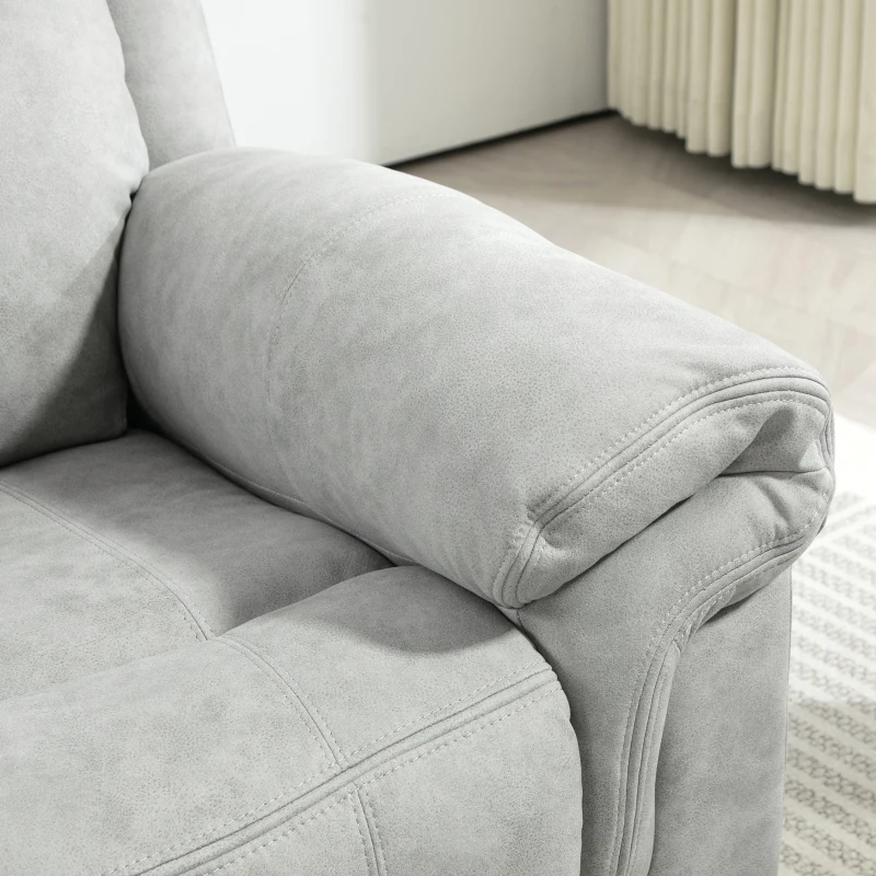 HOMCOM Manual Recliner Chair with Vibration Massage, Side Pockets, Microfibre Reclining Chair for Living Room, Grey