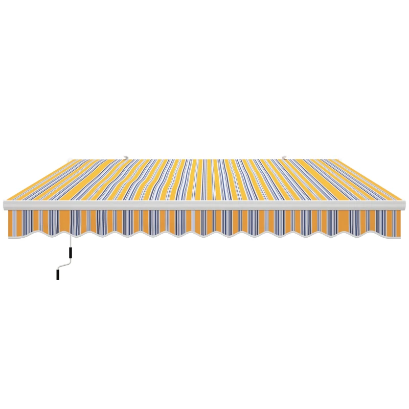 Outsunny 13' x 8' Manual Retractable Patio Awning Sun Shade Outdoor Deck Window Door Canopy Shelter Aluminum Frame Mix Colour